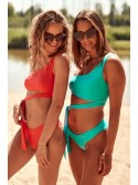 Costum de baie din două piese asimetric coral K17 - Magazin online - Boutique